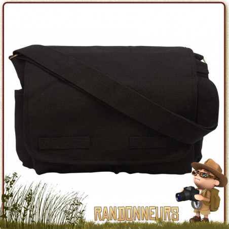 Sac Besace Vintage Classic Messenger NOIR Rothco scolaire etudiant