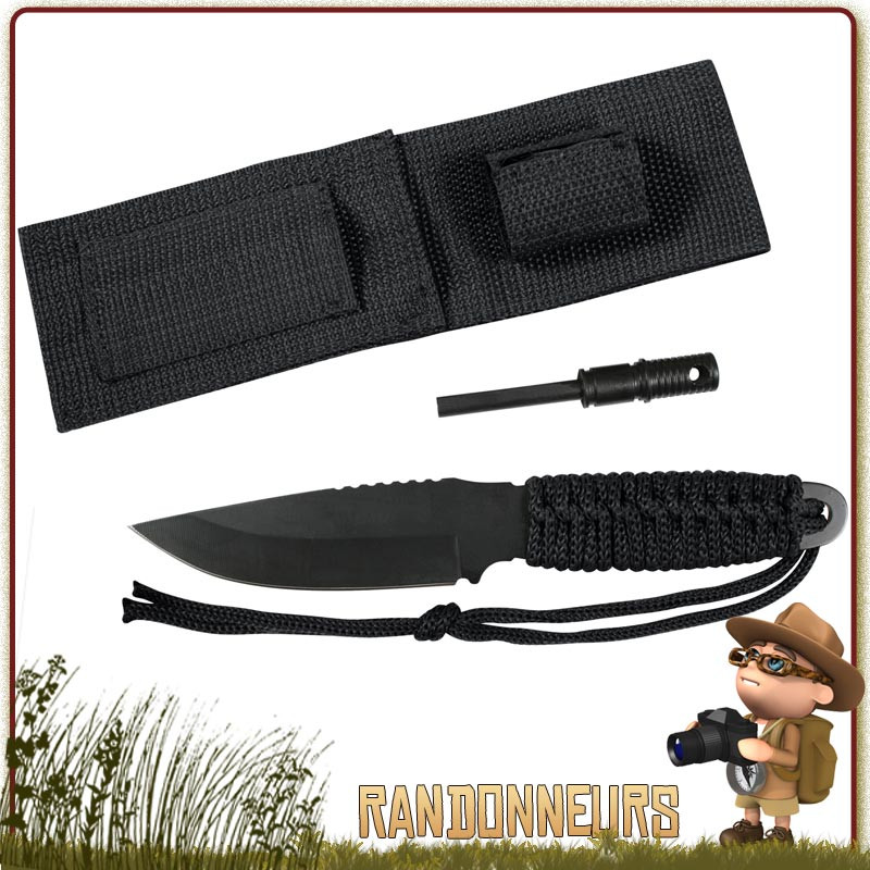 naifu® Couteau de Survie & Bushcraft à Lame Fixe 9,5CM Full Tang (3CR13)–  Allume-Feu Intégré dans le Manche – Couteau Militaire –EDC – Étui Rigide et  Aiguiseur Diamanté : : Sports et