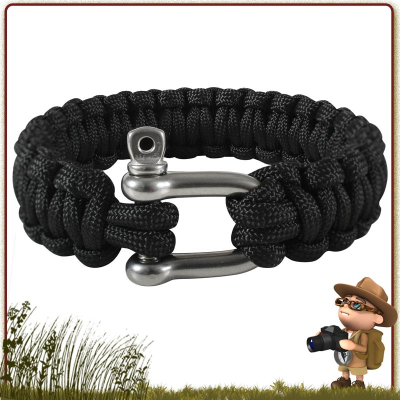 Bracelet tressage Paracorde BCB 300 cm avec manille inox de survie