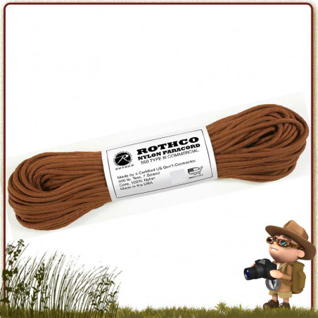 Paracorde Rothco CHOCOLATE BROWN 15 mètres