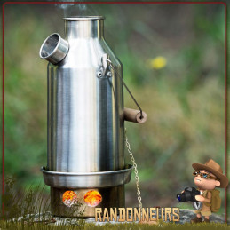 Bouilloire Réchaud Bois Bushcraft, BaseCamp Kettle Inox de 1.6 Litres KellyKettle réchaud bushcraft survie nature