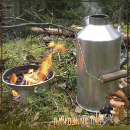 Bouilloire Réchaud Bois Bushcraft, BaseCamp Kettle Inox de 1.6 Litres KellyKettle réchaud bushcraft survie nature