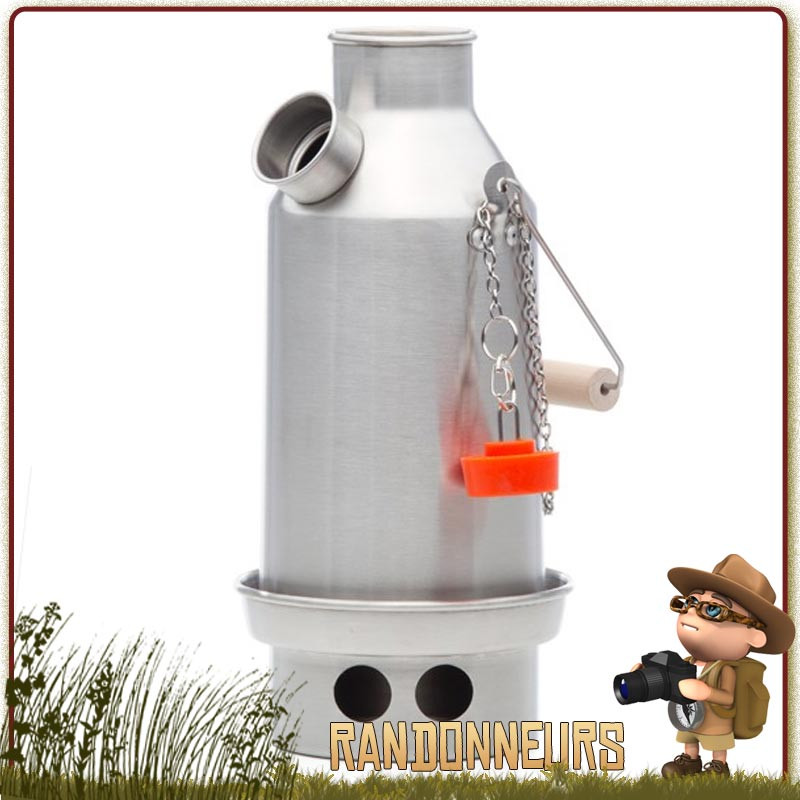 Bouilloire Bushcraft, Trekker Kettle Inox de 0.6 Litres Kelly Kettle réchaud bushcraft survie nature de randonnée