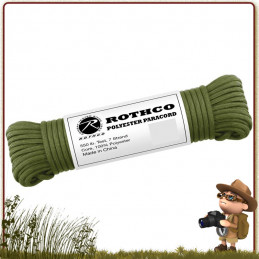 Paracorde survie Polyester 15 m Rothco Vert Olive pas cher
