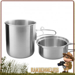 Set Handle Pot Inox 600 ml Tatonka cuisson feu de bois bushcraft