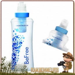 gourde filtrante katadyn BeFree 1 litre est une gourde souple qui tient dans une poche pour filtrer l'eau potable en randonnée