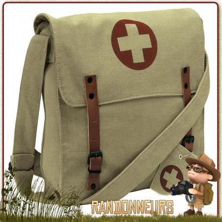 Sac Besace Vintage Medic Kaki Rothco Rothco france avec croix rouge