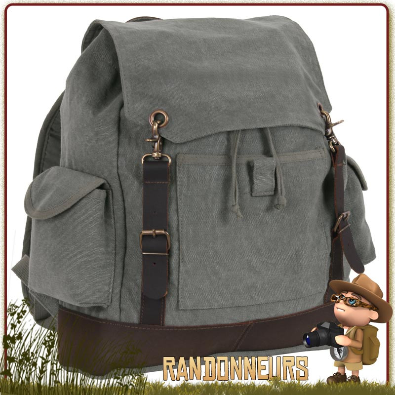 Sac a dos bushcraft Vintage coton Canvas randonnee Rothco france