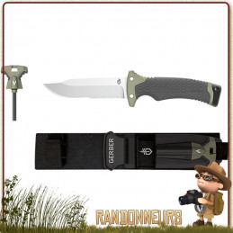 Poignard New Ultimate Gerber, meilleur couteau bushcraft survie plate semelle avec kit survie intégré