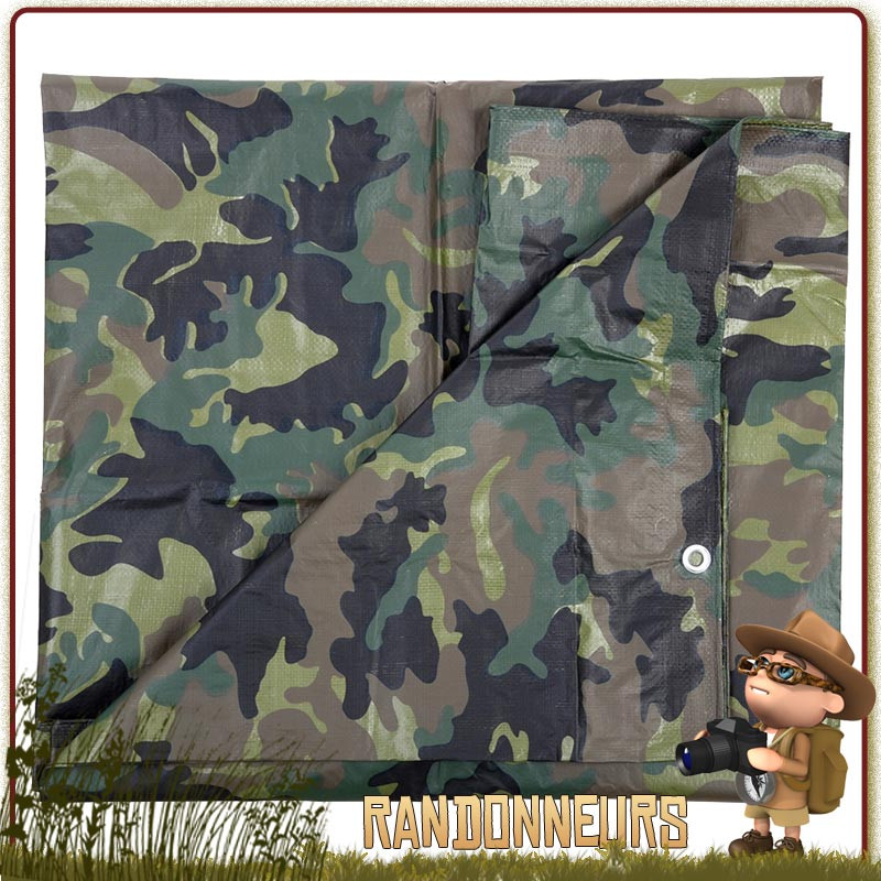 Bache Tarp 280 par 400 Camouflage 100 INC bivouac bushcraft survie