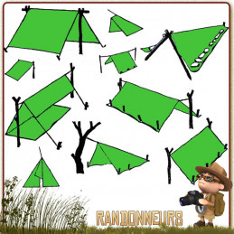 Bache Tarpaulin 300 par 500 Camouflage militaire 100 INC pour abri bivouac bushcraft survie