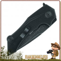 Couteau pliant de survie MUNIN Black Fox entièrement en acier 440C finition blackwash avec flipper et cran intérieur