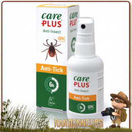Lotion Spray 60 ml Répulsif Anti Tiques Care Plus se protéger tiques en randonnée, à la chasse