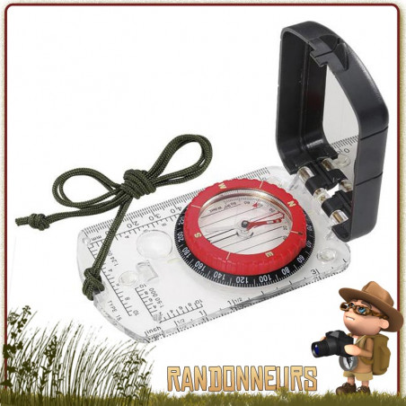 Boussole De Randonnée Avec Miroir Et éclairage Luminescent - Étanche, Portable 11,5 Cm, Pour Survie, Camping, Chasse