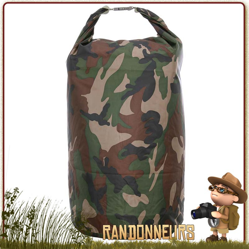 grand Sac pvc robuste Etanche 50 Litres camouflage armee militaire