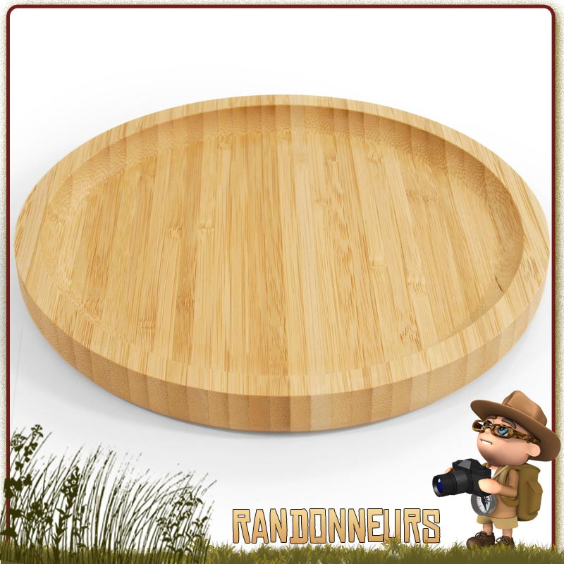 Assiette bois bambou naturel 20 cm fcs camping bivouac rando bushcraft