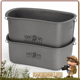 Popote Gamelle Titane avec Quart Origin Outdoors pour randonner bivouac leger et bushcraft cuisson feu de bois