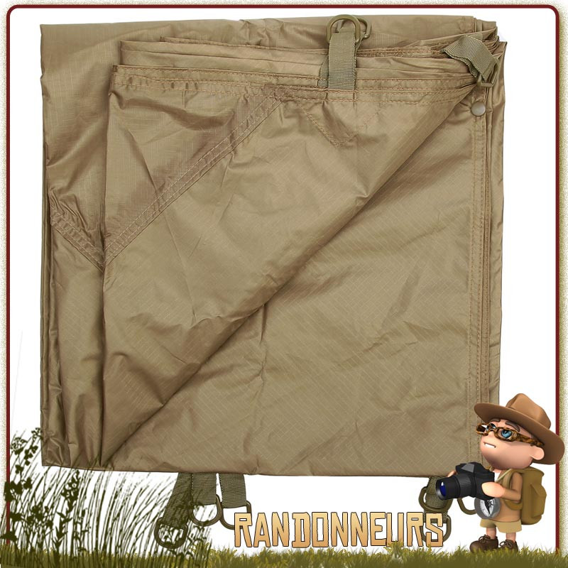 Bache Tarp survie bushcraft 100 INC pochette tactique Molle ripstop