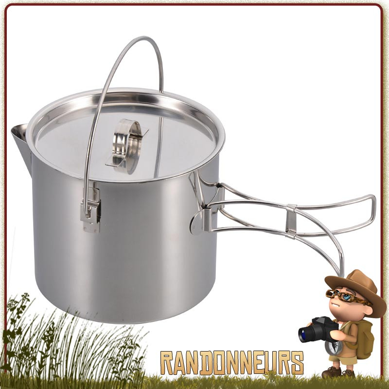 casserole Multi Pot Inox 140 cl cuisson feu de bois bivouac bushcraft