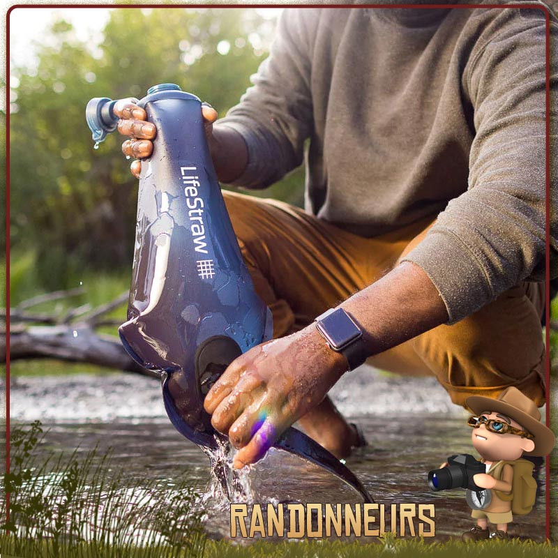 Système De Filtre à Eau Par Gravité Compact LifeStraw Peak Series 3L Gris Fonce
