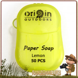 Boite refermable et de petite taille, contenant  25 feuilles de savon multi-usages, pour la toilette corporelle, les mains