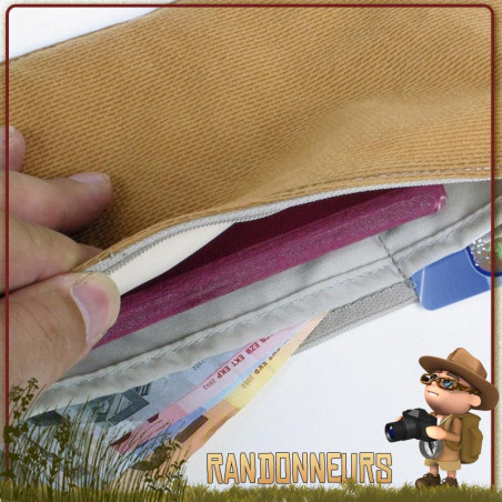 Ceinture De Voyage Vintage En Cuir Avec Poches - Taille Unique Beige - Occasion Très Bon état