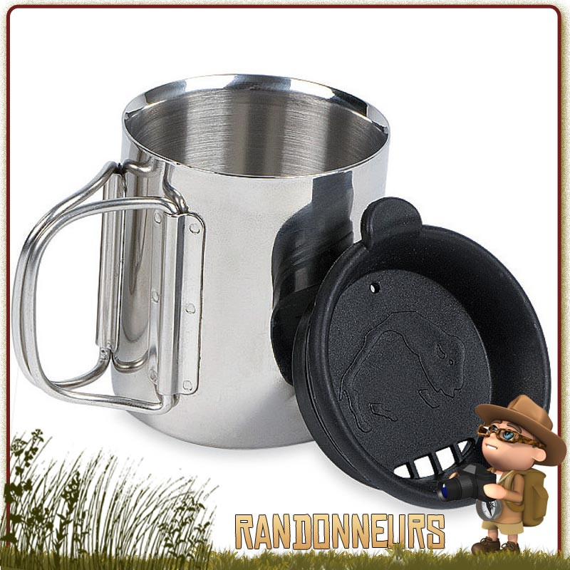 Tasse Inox Double Paroi 30 cl avec mousqueton Highlander pour sac dos