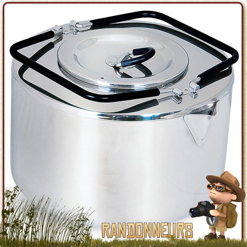 Grande Théière en inox de 2.5 Litres Tatonka, très robuste et compacte. Solide théière bushcraft en acier inox