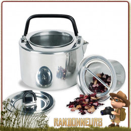 Grande Théière en inox de 2.5 Litres Tatonka, très robuste et compacte. Solide théière bushcraft en acier inox