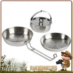 Popote Inox Camp Set 80 cl Large Tatonka en acier inoxydable 18/8 de haute qualité idéale pour feu de camp bushcraft