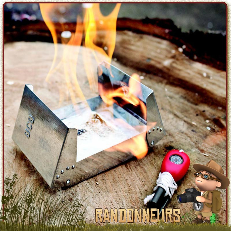 Boundless Voyage Réchaud de camping portable pliable en titane - Réchaud à bois léger et compact - Durable - Pour randonnée, voyage, pique-nique, barbecue - Ti2010C