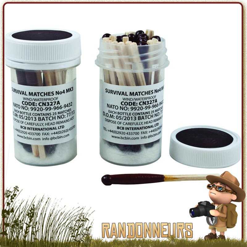 deux boites Allumettes Survie Tout Temps BCB International pour allumer un feu de camp bushcraft certifiées otan deux boites Allumettes Survie Tout Temps BCB International pour allumer un feu de camp bushcraft certifiées otan