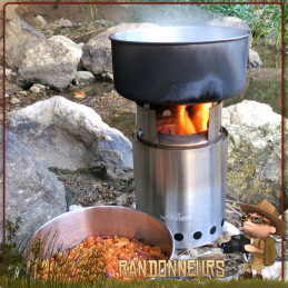 Réchaud Bushcraft à bois, le Solo Stove acier inox très puissant grâce à son système de combustion double paroi