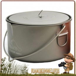 Casserole Pot Titane Toaks 2000ml avec anse est un pot marmite en titane ultra léger pour la randonnée ultra light.
