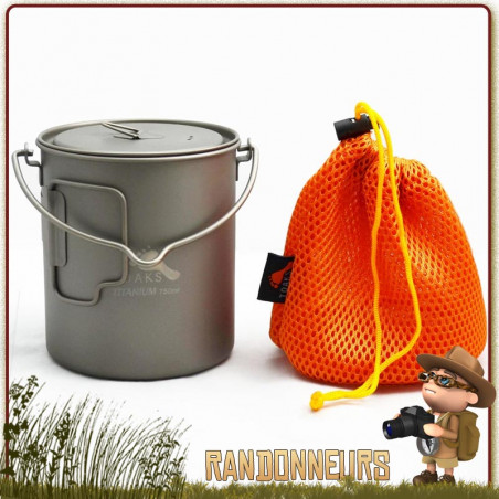 Casserole titane Toaks 700ml : poignée rétractable + couvercle