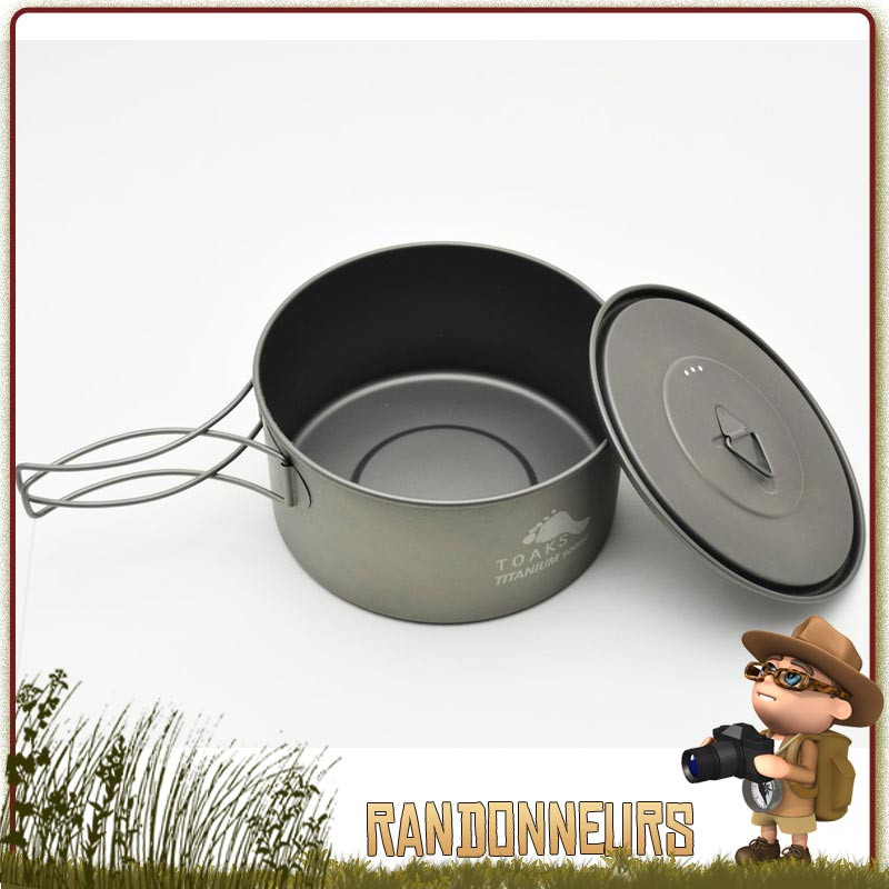 Pot Camping Titane TOAKS 900ml - Léger 124g Diamètre 115mm