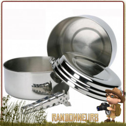 set gamelle 2 cuisine inox camping bivouac rando armee