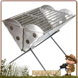 Barbecue portable pliant en acier inoxydable, gril à charbon de bois,  poignées amovibles, feu de joie, réchaud de camping, gril compact, extérieur