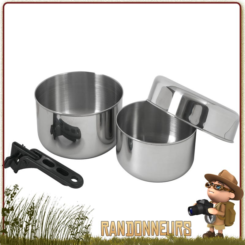 Set Popote Camping Inox 2 Personnes Highlander bivouac bushcraft