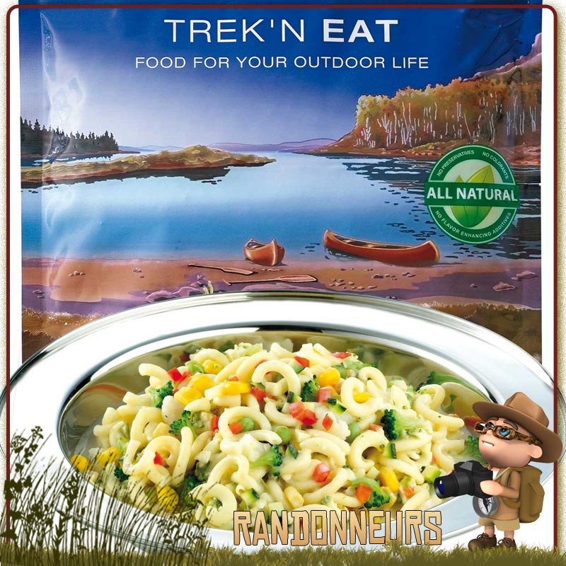 sachet repas Pâtes Primavera aux Légumes variés Trek'n Eat lyophilisé