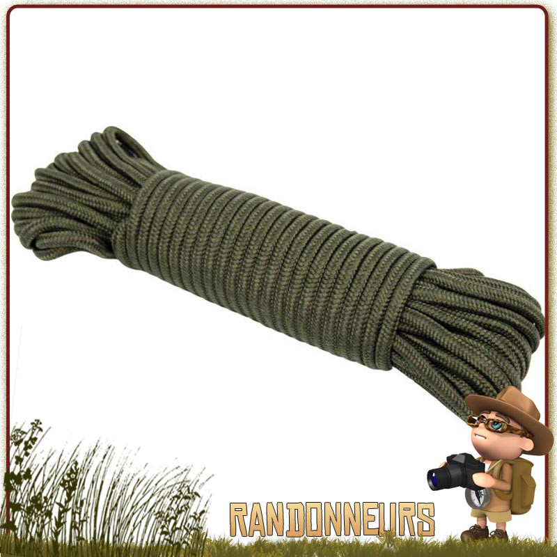 cordage militaire 9 mm de 15 mètres verte tout usage drisse de surplus armée pour bâche tarp militaire