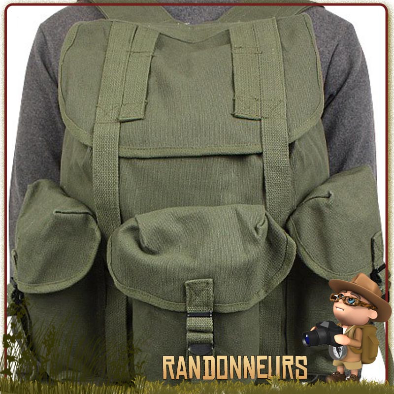 Sac à Dos de randonnée Bushcraft toile cotan canvas vintage HeavyWeight vert olive Rothco de 45 litres