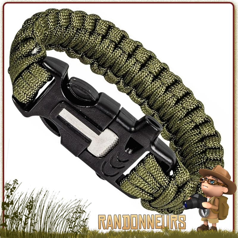 Bracelet de survie Paracorde 550 type III 2,3 cm Olive