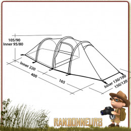 Tente Voyager 2 EX ROBENS 2 Places 3 saisons bikepacking très grande abside pour y ranger son matériel, cuisiner ou un vélo.