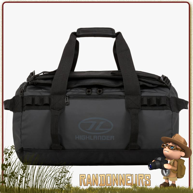 Sac Duffle Bag Etanche Storm KitBag 30L Noir Highlander 600D Tarpaulin, haute résistance Bretelles rembourrées ajustables